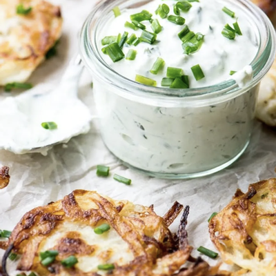 latkes with chive sour cream