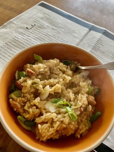 A well worn photo-copied Emeril Jambalaya recipe 