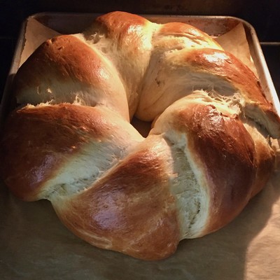 king cake coming out of the oven