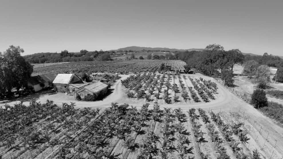 an aerial image of the el diablo heritage vineyard and houses in the middle of it